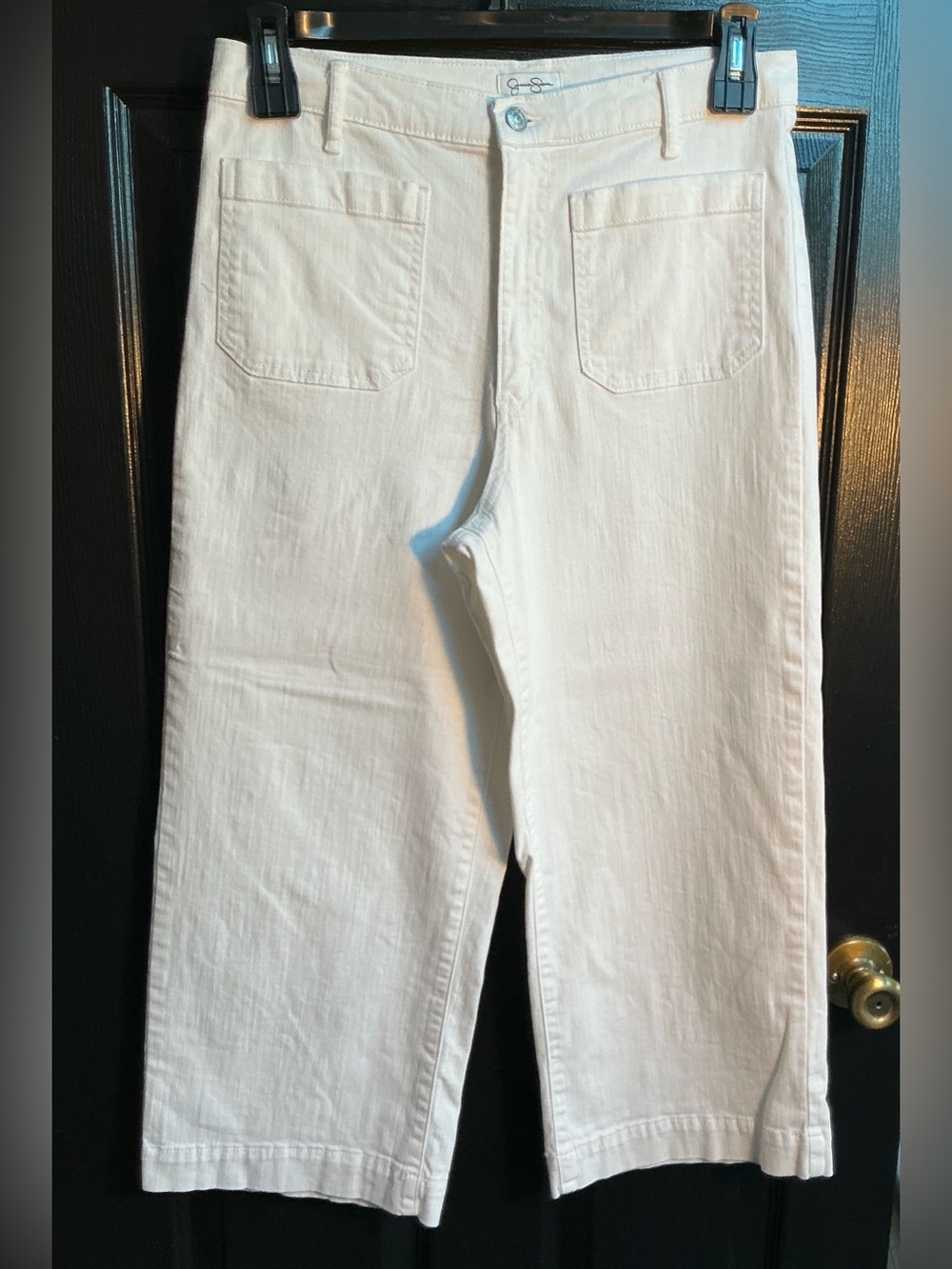Jessica Simpson White Stretch Wide Legged Jeans